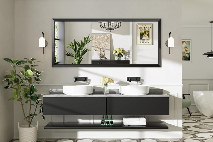 Briivue 72x32 Inch Black Bathroom Mirror - Image 9