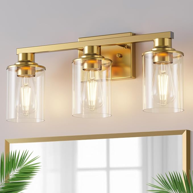 DORESshop 20 Inch Bathroom Light Fixtures, 3-Light Gold Bathroom Lighting by DORESshop