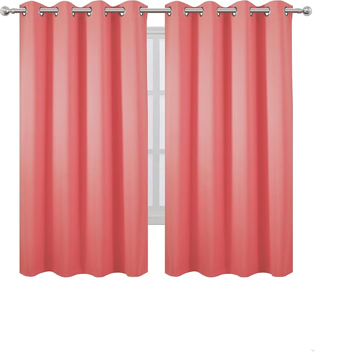 LEMOMO Coral Blackout Curtains 52 x 63 Inch Length/Set of 2 Curtain - Image 2