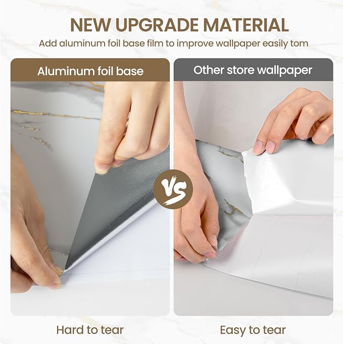 practicalWs Glossy Marble Wallpaper Peel and Stick White/Gold Granite Contact - Image 2