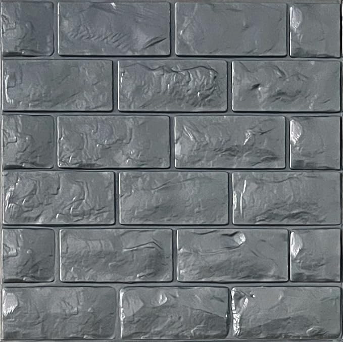 3D Wall Panels Peel and Stick 11PCS Gray Foam Brick Wallpaper by YULI3DH