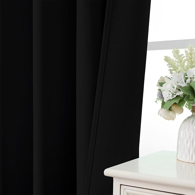CUCRAF Black Blackout Curtains 96 inch Length 2 Panels Set, Rod Pocket Room - Image 6
