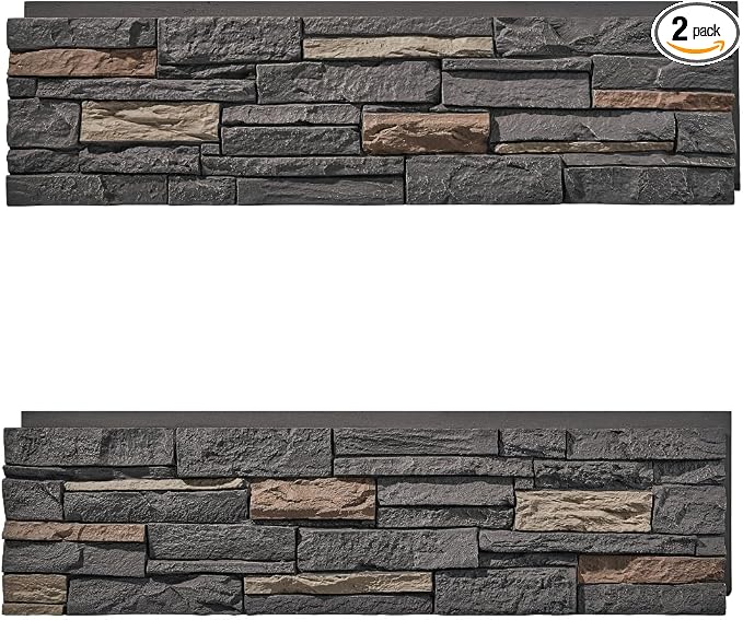 Faux Stone Wall Panels 2-Pack PU Stone Veneer Siding, Mortarless 46.25x12.88 by Wallwell