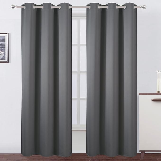 LEMOMO Frost Grey Blackout Curtains 34 x 84 Inch Length/Set of 2 Curtain by Lemomo