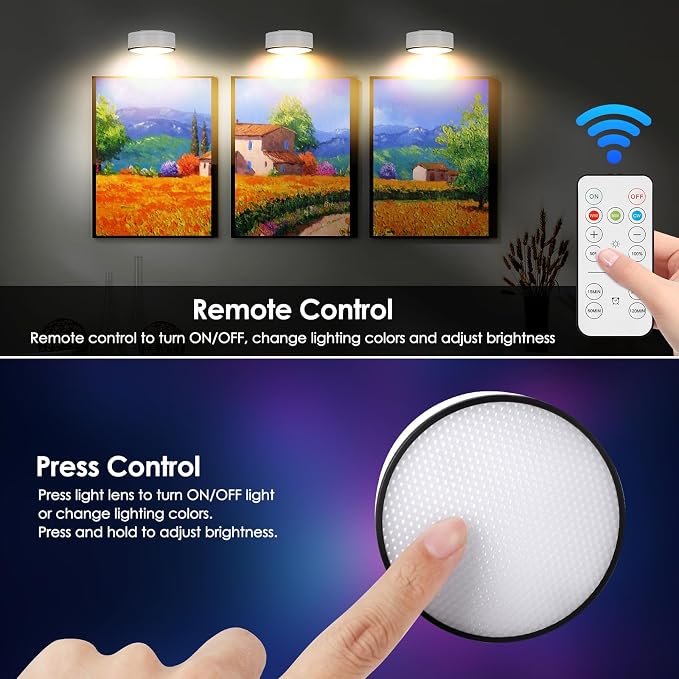 Arixinks 3Pcs Battery Picture Lights, Remote Painting Light - Image 4