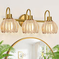 Bathroom Light Fixtures, 3-Light Brushed Gold Vanity Lights by Meybiok