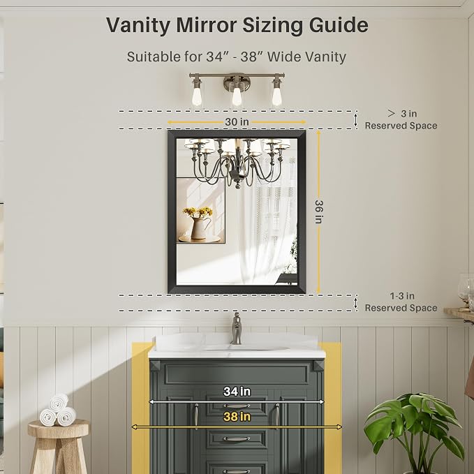 Briivue 36x30 Inch Black Bathroom Mirror - Image 2