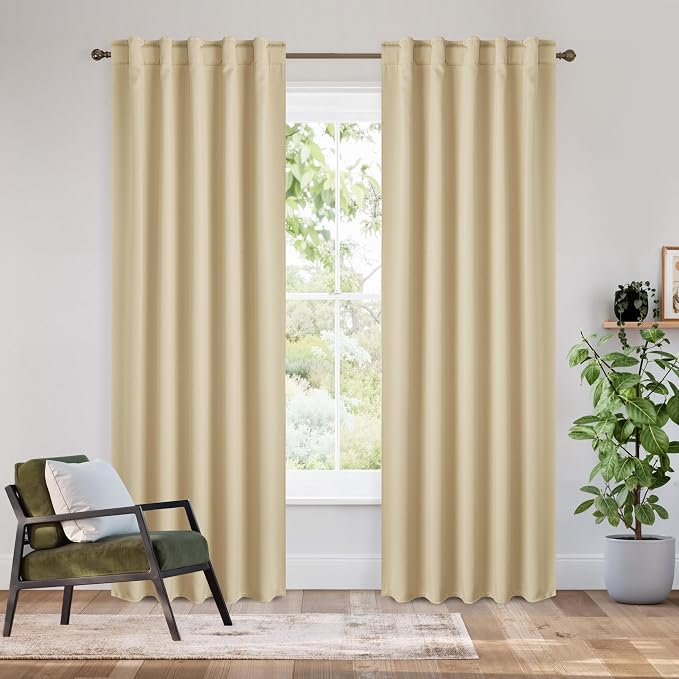 RYB HOME Bedroom Blackout Curtains 80 inches Long, 100% Blackout Thermal by RYBHOME