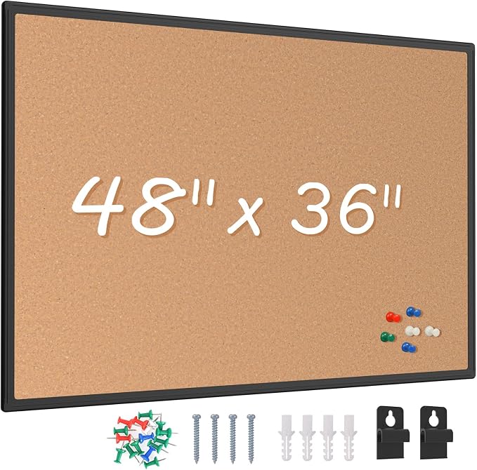 Bulletin Board 48 x 36, Large Wall Mounted Notice Board by Justdowhatyouwanttodo