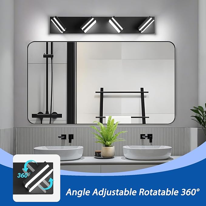 IZORRO LED Modern Bathroom Lights Fixtures, Matte Black Acrylic Wall Lighting - Image 2