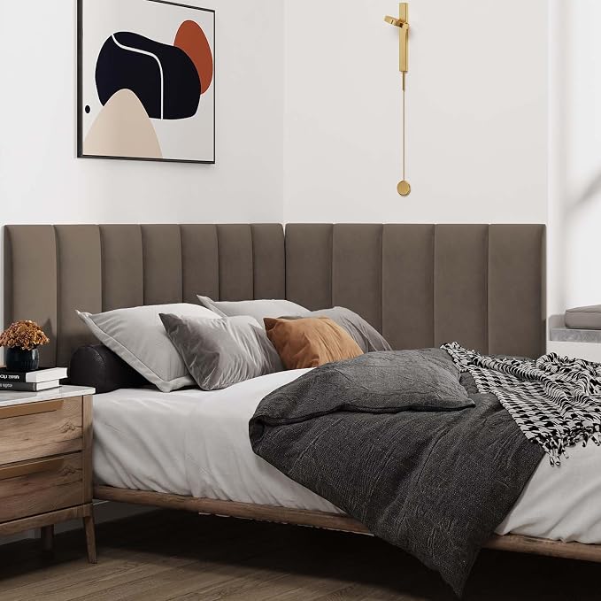 IFNOW Wall Mounted Upholstered Headboard King, 3D Peel and Stick Soundproof - Image 2