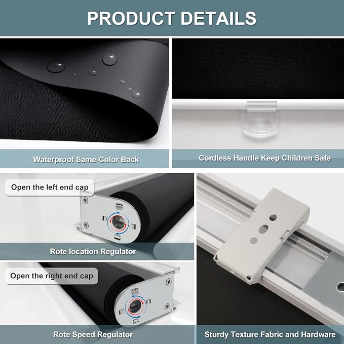 AOSKY Cordless Roller Shades Blackout Blinds - Image 7