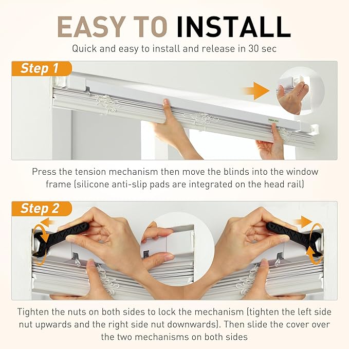 No Drill No Tool 1" Vinyl Mini Blinds, Light Filtering Horizontal Window Blinds - Image 4
