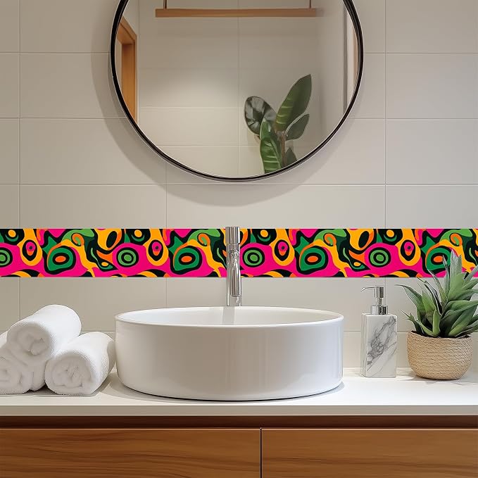 HOMETITUTE Wallpaper Border Peel and Stick Wall Border Colorful Pop Art - Image 7