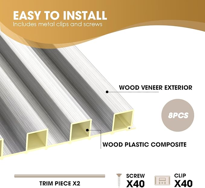 OUZUGIE WPC Acoustic Slat Wall Paneling, Living Room, TV Background, Study Room - Image 4