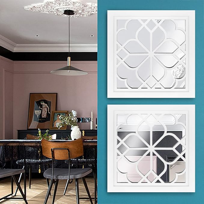 Wocred Set of 2 Mirrors Square Wall Mirror, Gorgeous Rustic Farmhouse Accent - Image 3