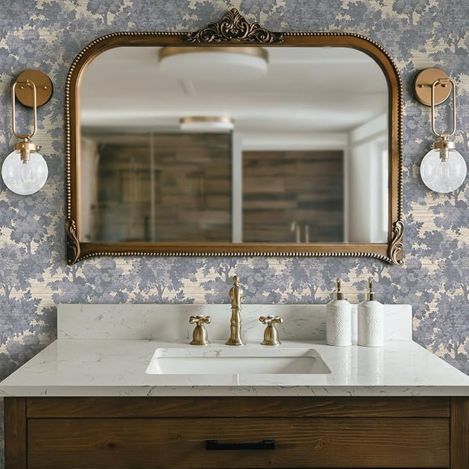 Tempaper Textured Blue Canopy Toile Faux Grasscloth Removable Peel and Stick - Image 3