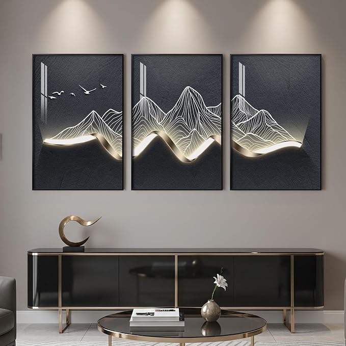 Large Framed Modern Abstract Mountain Wall Art - Image 3