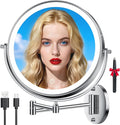 10'' 30X/1X Wall Mounted Lighted Makeup Mirror, 5000mAh Rechargeable by Auxmir
