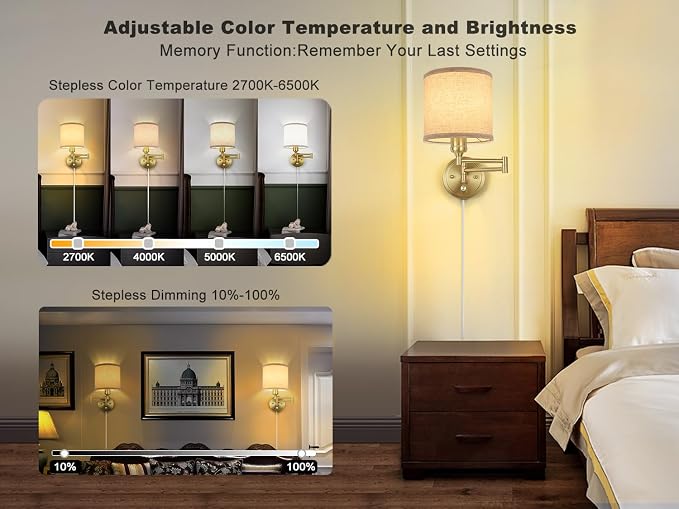GOODATE Plug in Wall Sconces - Image 2