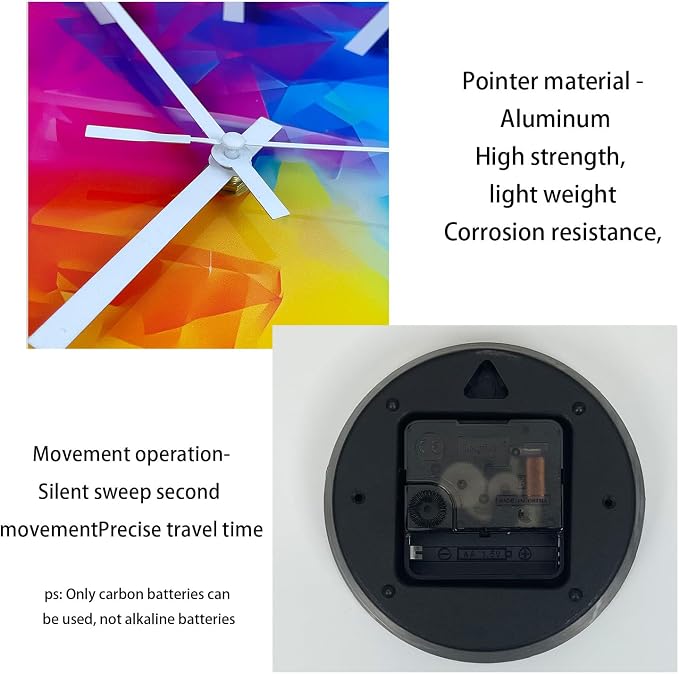 Square Glass Wall Clock Silent Analog Wall Clocks Battery Operated 14 Inch - Image 7