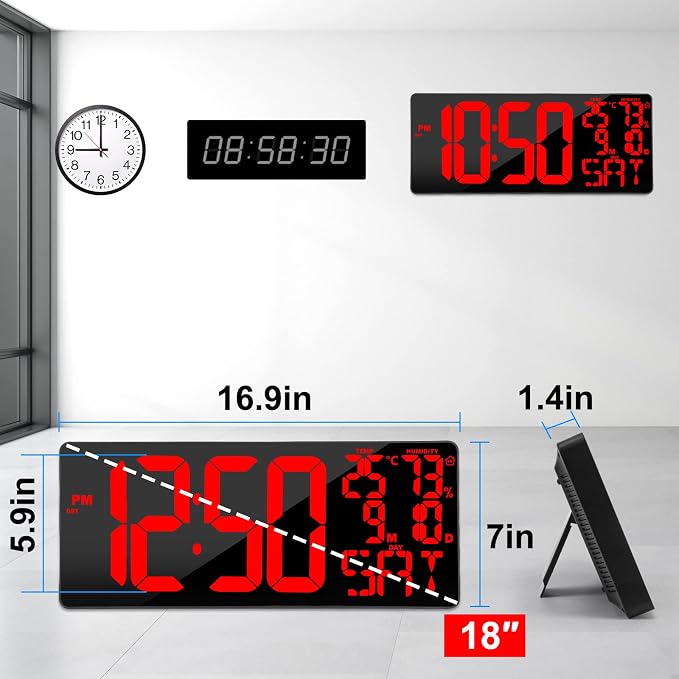 18" Large Digital Wall Clock - Image 6