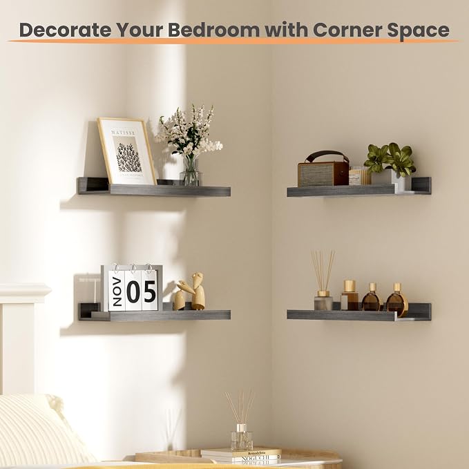 upsimples Floating Shelves for Wall, Wall Shelves for Decor Storage Set of 6 - Image 5