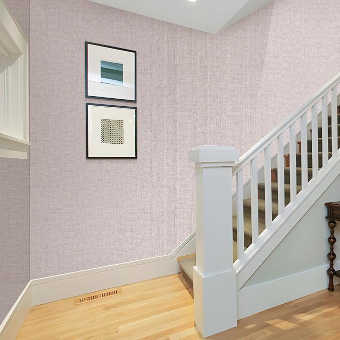 Beige Grasscloth Peel and Stick Wallpaper, Modern Textured Fabric Linen Vinyl - Image 6