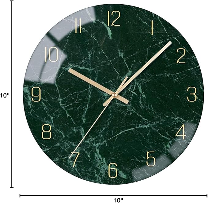 VIKMARI Emerald Green Glass Wall Clock Silent Non-Ticking Battery Operated 10 - Image 9