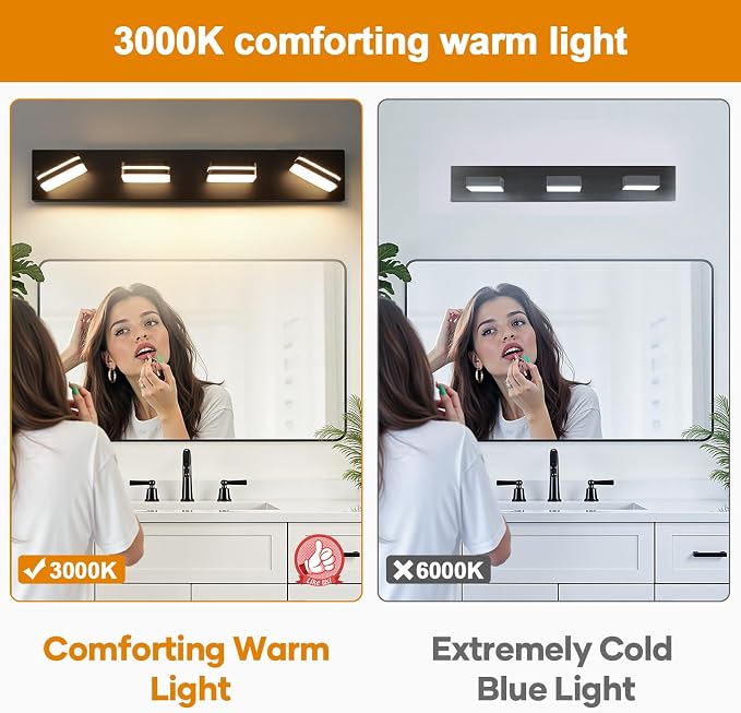 Torondo 360° Rotate LED Bathroom Vanity Light Fixtures, 1600LM Acrylic Matte - Image 3