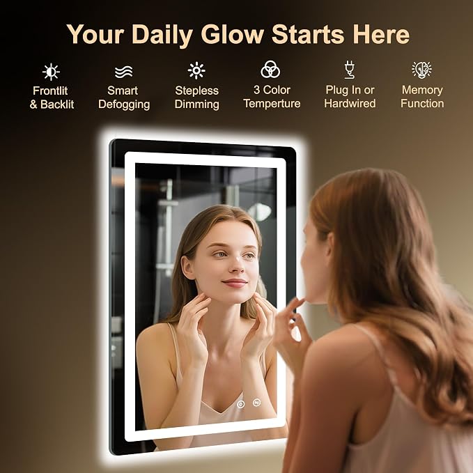 LED Bathroom Mirror, Smart Anti-Fog, Stepless Dimmable - Image 2