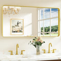 Keonjinn Gold Bathroom Mirrors for Over Sink 48” x 24” Large Brushed Brass by Keonjinn