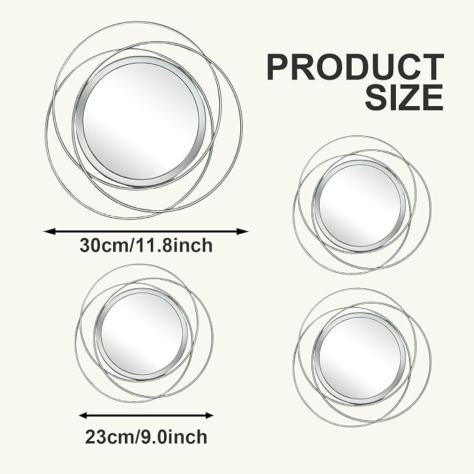 4 Piece Gold Round Wall Mirror Set Modern Metal Circle Home Decor - Image 6