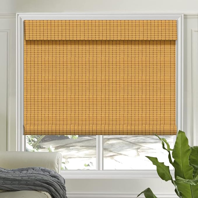 Letau No Drill No Tools Cordless Wood Window Shades Blinds, Bamboo Light by LETAU