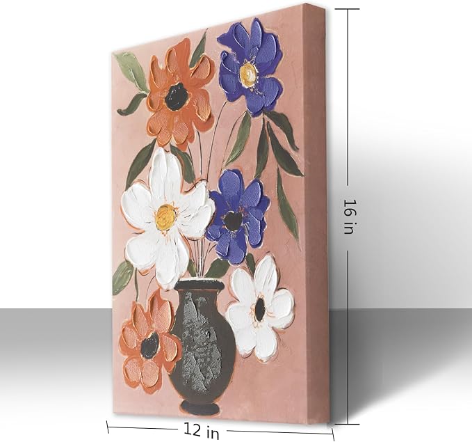 JolyWell Flower Market Print Decor, Abstract Modern Floral Oil Painting-Purple - Image 9