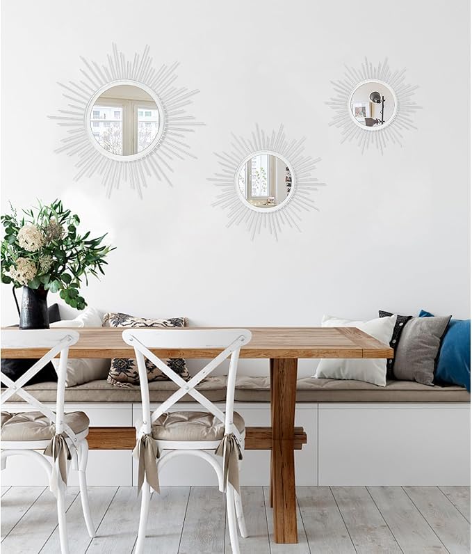 Wall Decor Spoked Sunburst Accent Wall Mirror Round Home Modern Metal Art Mirror - Image 6