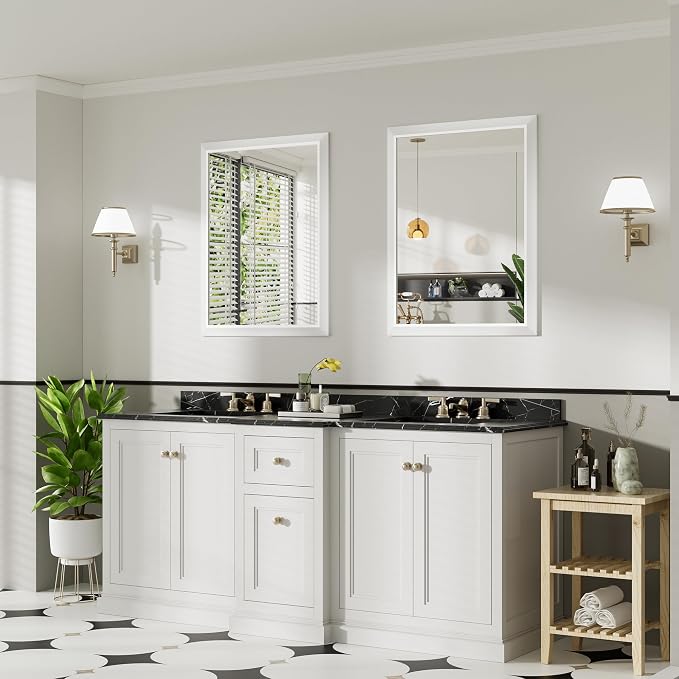 28x36 Inch White Bathroom Mirror - Image 4