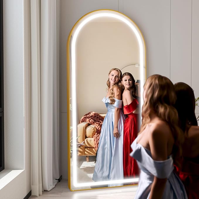 FENNIO Full Length Mirror with Lights, Free Standing Lighted Floor Mirror - Image 2