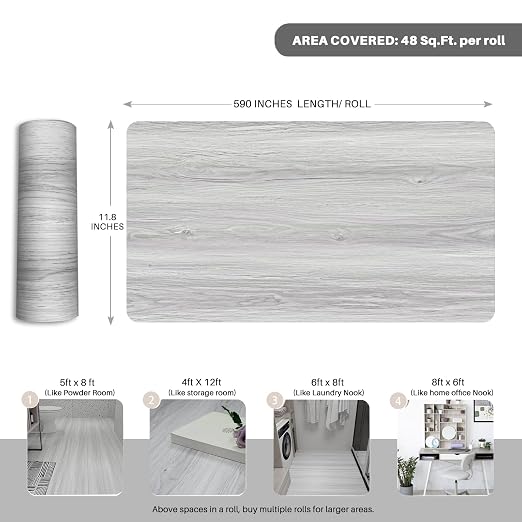 Wood Grain Peel and Stick Floor Tiles – 11.8” Width, Full Roll Length of 590" – - Image 6