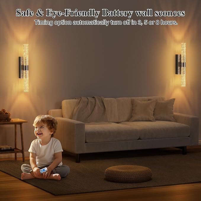 camuucci Battery Operated Wall Sconces Set of 2 Rechargeable Battery Powered - Image 7