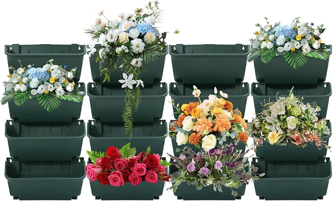 16 Pack Vertical Garden Planter, 13 inch Wall Mounted Planter by kunghei