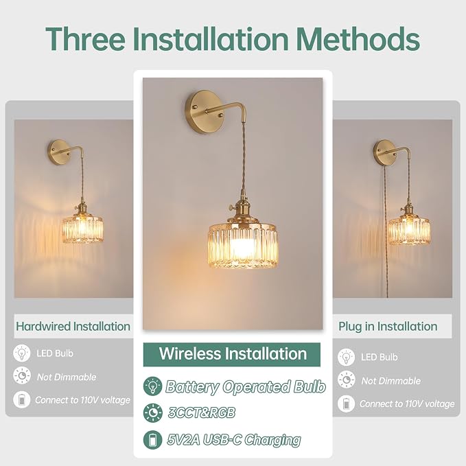 Shenmoyl Battery Operated Wall Sconce - Image 2