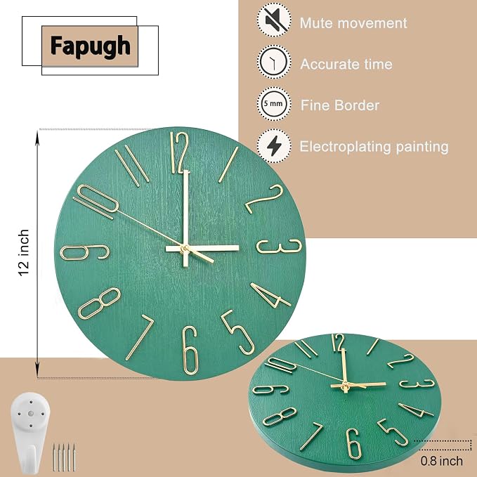 Wall Clock, Silent Clock, Wall Clocks Battery Operated， 12 inch Modern Wall - Image 6