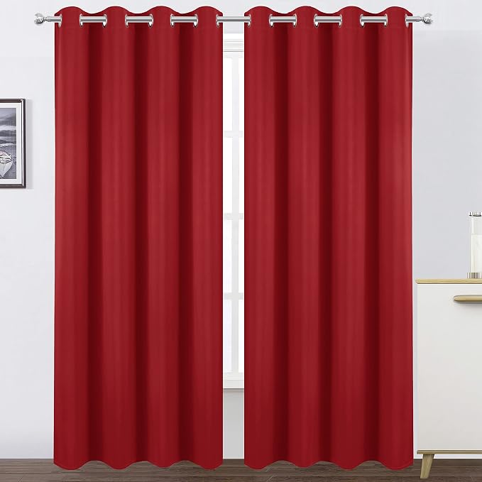 LEMOMO Blackout Curtains 66 x 84 inch/Bright Red Curtains Set of 2 by Lemomo
