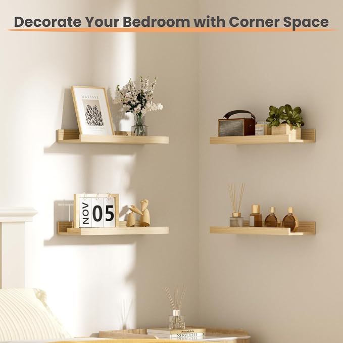 upsimples Floating Shelves for Wall, Wall Shelves for Decor Storage Set of 6 - Image 2