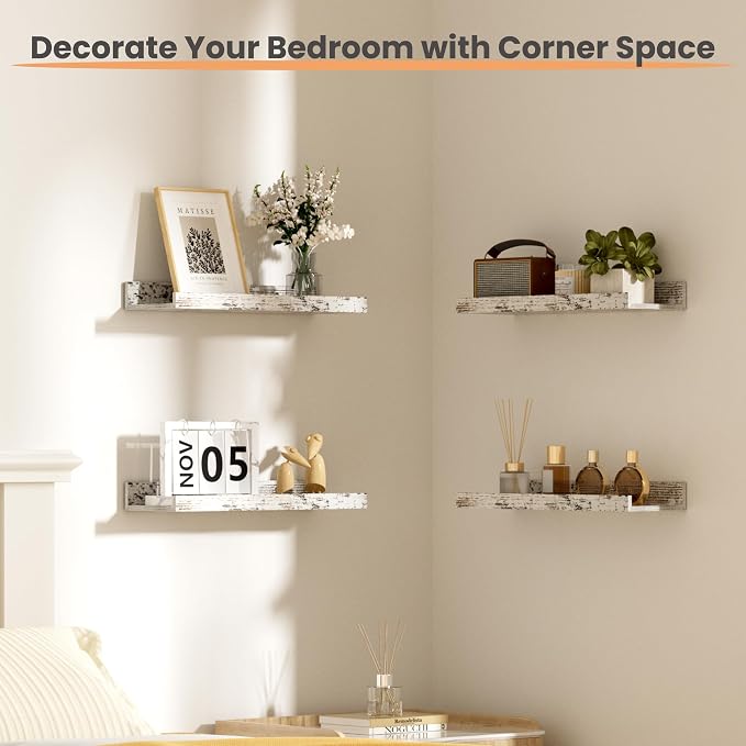upsimples Floating Shelves for Wall, Wall Shelves for Decor Storage Set of 6 - Image 2