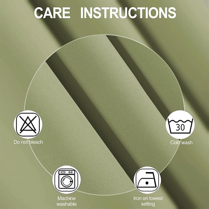 LEMOMO Sage Green Thermal Blackout Curtains/52 x 95 Inch/Set of 2 Panels Room - Image 4