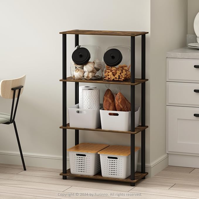 Furinno Turn-N-Tube Storage Shelves, 4-Tier Toolless Book Shelf, Corner Shelf - Image 2