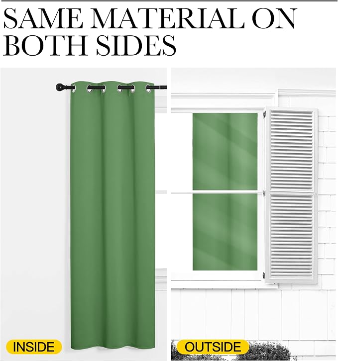 NICETOWN Froest Green Blackout Curtains 63 inches Length - Image 5