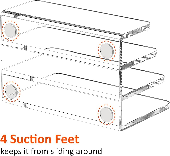 FUCDTEFC Desk Mail Organizer, 3 Section Clear Acrylic File Holder Letter - Image 4